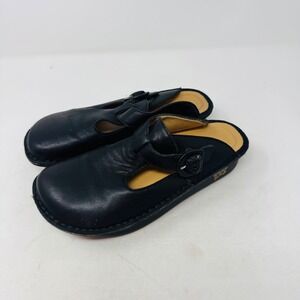 PG Lite Black Leather Clog Mules Mary Jane Buckle Comfort Shoes Women Size 36